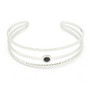 Kirurginteräsrannekoru, FRENCH RIVIERA|Wide Silver Bracelet with Onyx