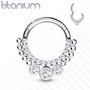 Lävistysrengas, Implant Grade Titanium CZ 3 Bezel Set Front Hoop