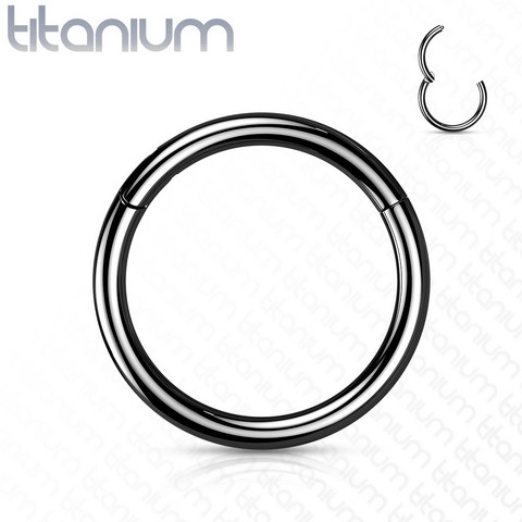 Lävistysrengas, Implant Grade Titanium Hinged Ring in Black