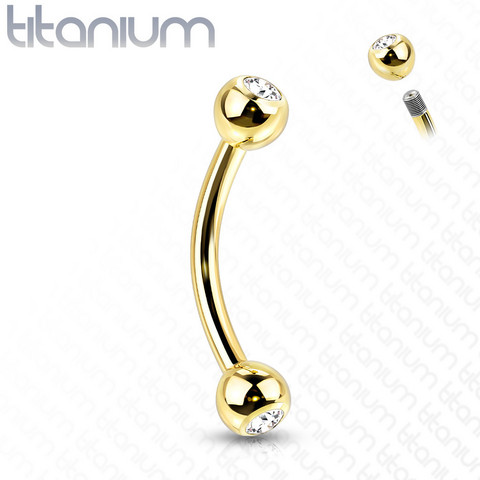 Bananabell/kaareva tappi 1,2mm|Titanium Double Gem Curved Barbell