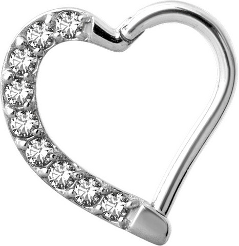 PREMIUM COLLECTION|Sydän clicker kirkkailla zirconioilla (10mm)