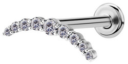 PREMIUM COLLECTION|Pitkä kirkaskivinen kaareva labret (hopea)