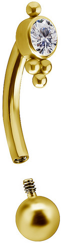 PREMIUM COLLECTION|Kaareva barbell sirolla koristeella (kulta)
