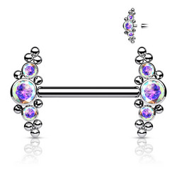 Nännikoru, Implant Grade Titanium Nipple Barbell with Bezel Set AB CZ