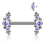 Nännikoru, Implant Grade Titanium Nipple Barbell with Bezel Set AB CZ