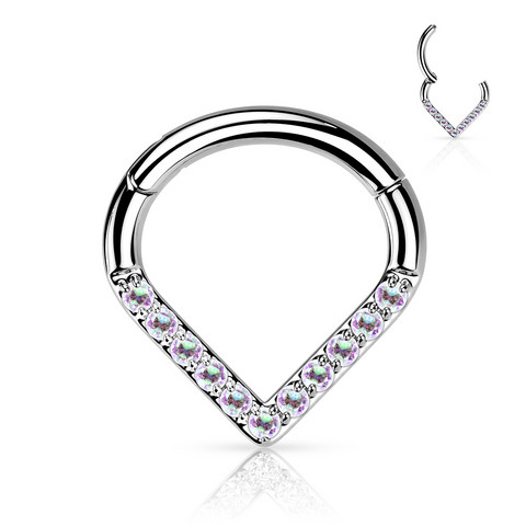 Lävistysrengas, Implant Grade Titanium Single Line CZ Hoop in AB