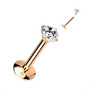 Labret,Titanium Round Medium 3mm CZ Rosegold (erikoispitkä sisäkierre)