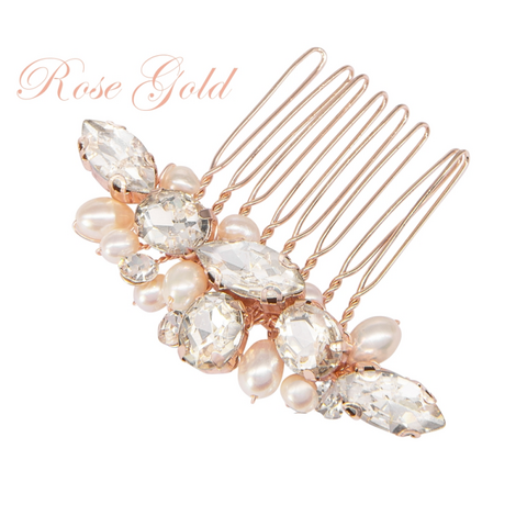 Hiuskoru, ATHENA BRIDAL|Petite Pearl Comb -ruusukulta helmihiuskampa