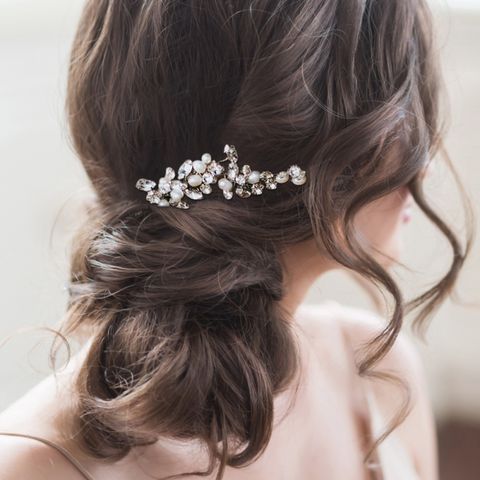 Hiuskoru, ATHENA BRIDAL|Vivian Pearl Pin -hopeinen helmihiuskoriste