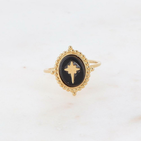 IKITA PARIS|Etoile du Nord -onyx kirurginterässormus (kulta)