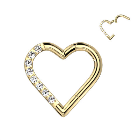 Lävistysrengas, Titanium Gold Heart CZ -sydän titaaniclicker