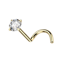 Nenänappi 0,8mm, Titanium Gold 3mm CZ  -titaaninen nenänappi (kulta)
