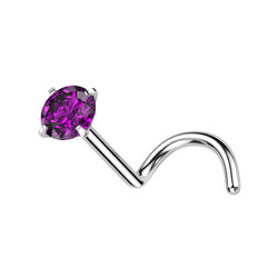 Nenänappi 0,8mm, Titanium 2mm CZ  -titaaninen nenäkoru (violetti)