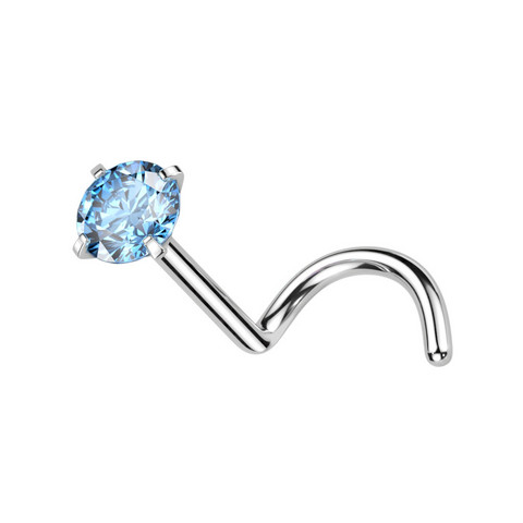 Nenänappi 0,8mm, Titanium 2mm CZ  -titaaninen nenäkoru (turkoosi)