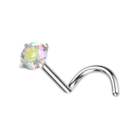 Nenänappi 0,8mm, Titanium 2mm CZ  -titaaninen nenäkoru (AB)