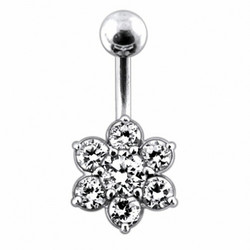 Titaaninen kukkanapakoru|Lovely Clear CZ Flower