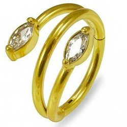 Lävistysrengas, Marquise Twist Gold CZ -kivellinen clicker