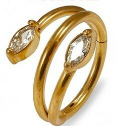 Lävistysrengas, Marquise Twist Rosegold CZ -kivellinen clicker