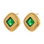 FRENCH RIVIERA|Norah Earrings -vihreät kirurginteräsnapit