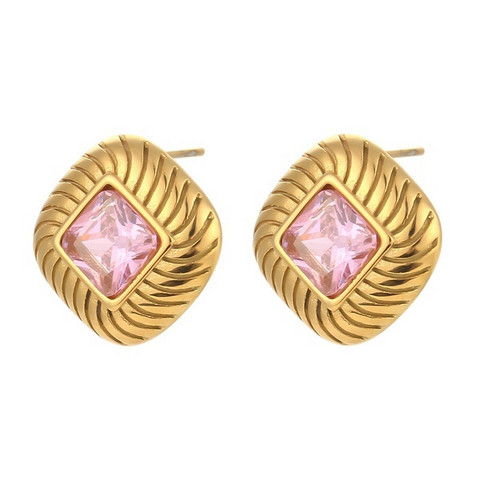 FRENCH RIVIERA|Norah Earrings -vaaleanpunaiset kirurginteräsnapit