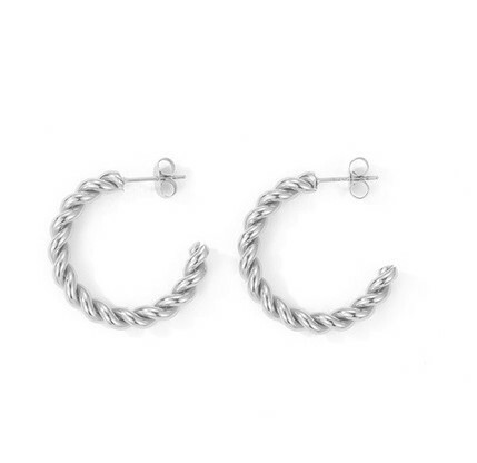 FRENCH RIVIERA|Small Josie Hoops -teräksiset kierrerenkaat (hopea)