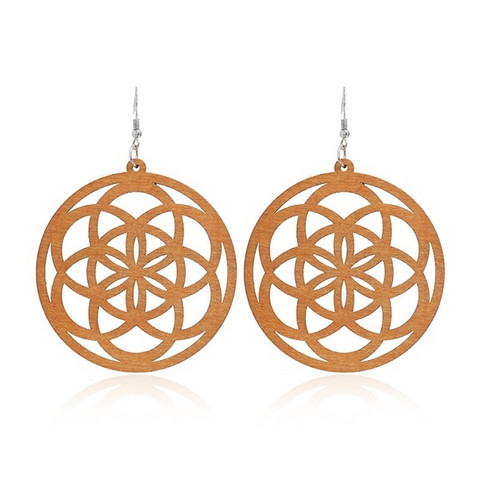 Puiset korvakorut, Classic Mandala -ruskeat pitsikorvakorut