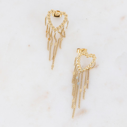 Korvakorut, BOHM PARIS|Boucles Coeur -sydänkorvakorut ketjuin (kulta)