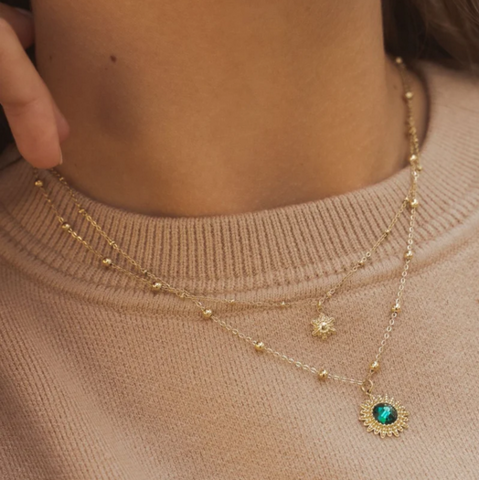 Kaulakoru, BOHM PARIS|Collier Dao -smaragdinvihreä kristalli aurinko