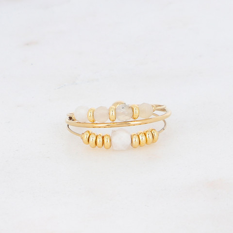 Sormus, BOHM PARIS|Bague Abatina -valkoinen pyöriteltävä kivisormus