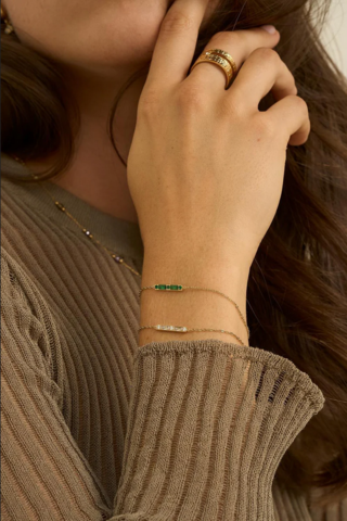 Rannekoru, BOHM PARIS|Bracelet Honoré -siro vihreä kristallirannekoru