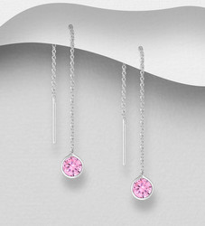 PREMIUM COLLECTION|Isla -ketjukorvakorut vaaleanpunaisella kivellä