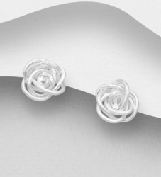 PREMIUM COLLECTION|Flora  -kukanmuotoiset hopeanapit mattapinnalla