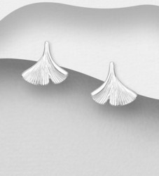 PREMIUM COLLECTION|Luonto  -lehdenmuotoinen hopeanappi mattapinnalla