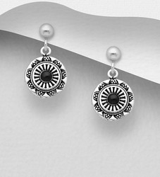 PREMIUM COLLECTION|Juni -boheemit mustakiviset hopeakorvakorut