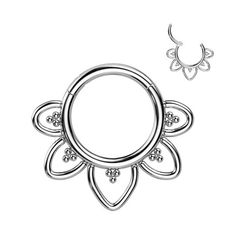 Titaani lävistysrengas, Filigree -koristeellinen clicker (hopea)