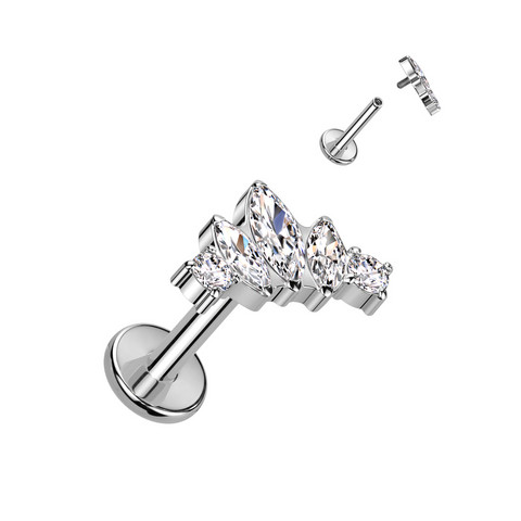 Titaani rustokoru/traguskoru, Mini Marquise -kimaltava labret (hopea)
