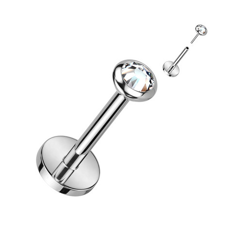 Titaani rustokoru/traguskoru, Push In Basic CZ -labret (hopea)