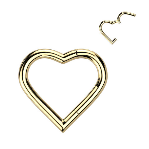 Lävistysrengas, Titanium Heart Hoop in Gold -titaaninen sydän clicker