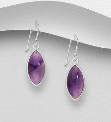 PREMIUM COLLECTION|Lilian-hopeiset korvakorut ametisti-luonnonkivellä