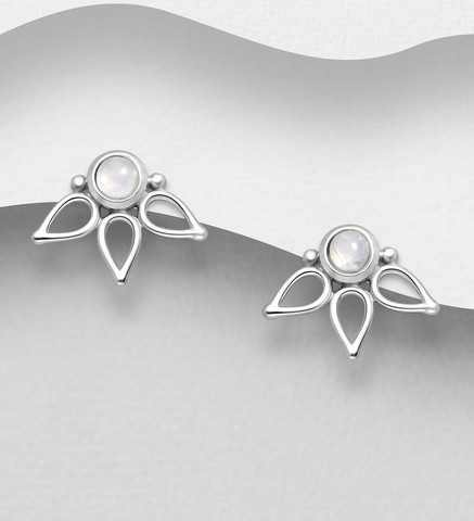PREMIUM COLLECTION|Liv -hopeiset kuukivi nappikorvakorut