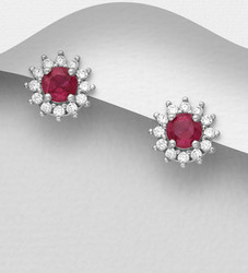 PREMIUM COLLECTION|Victoria -hopeiset punaiset rubiinikorvakorut