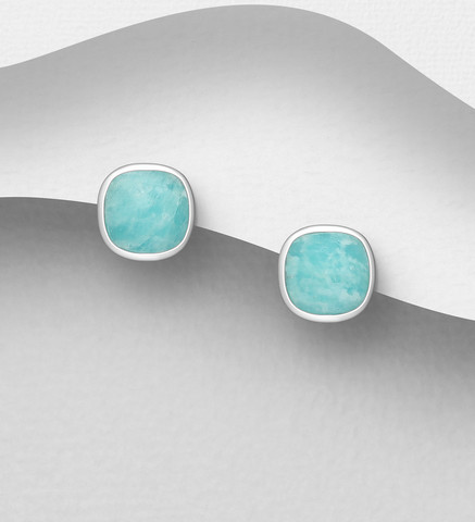 PREMIUM COLLECTION|Isla -hopeiset amatsoniitti nappikorvakorut