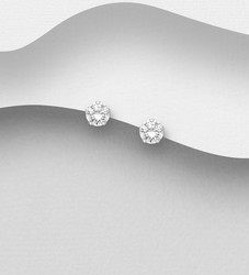 PREMIUM COLLECTION|Basic 4mm CZ -hopeiset kirkkaat nappikorvakorut
