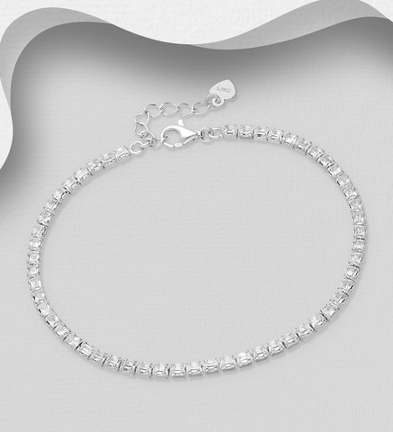 PREMIUM COLLECTION|Susan -kirkas hopeinen strassirannekoru