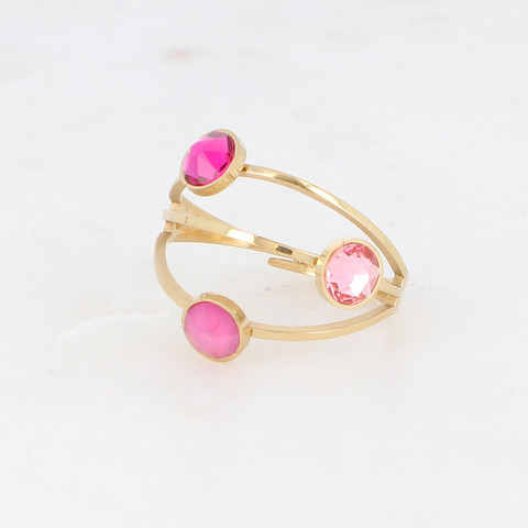 Sormus, BOHM PARIS|Bague Bella -ruusunpunainen kristallisormus