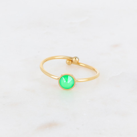 Sormus, BOHM PARIS|Bague Ally -neonvihreä kristallisormus