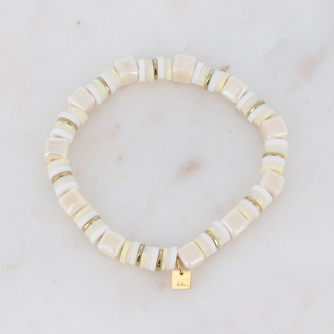 BOHM PARIS|Bracelet Aélis -kermansävyinen rannekoru keramiikkahelmin