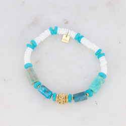 BOHM PARIS|Bracelet Cylindre -turkoosi luonnonkivirannekoru