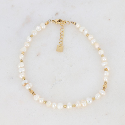 BOHM PARIS|Anklet Odysee -valkoinen nilkkakoru makeanvedenhelmin