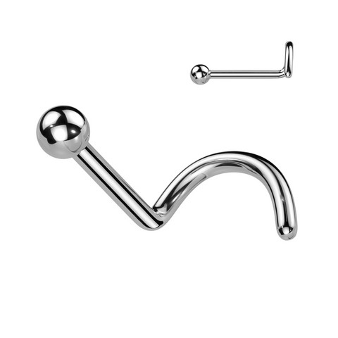 Nenänappi 0,8mm, Titanium Ball 2mm -titaaninen nenäkoru